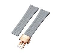 ROUREOX 25mm Silicone Watch Strap Horizontal Ribbed Rubber Band 13mm Lug Wristbelt Butterfly Deployment Clasp for Patek Philippe Nautilus-D3
