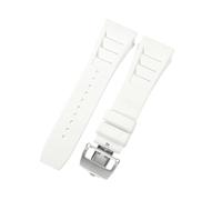 ROUREOX 25mm Silicone Watch Strap Vented Rubber Replacement Band Sports Wristbelt Metal Deployment Clasp for Richard Mille RM-11-D2