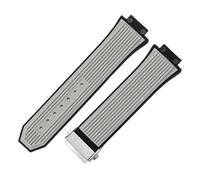 ROUREOX 26 * 17mm Multi-Colour Soft Replacement Watch Band Waterproof Quick Release Silicone Rubber Strap for Hublot Big Bang/Classic Fusion-Grey + Silver 17 * 26MM