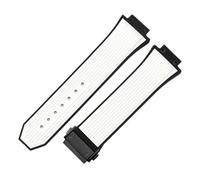 ROUREOX 26 * 17mm Multi-Colour Soft Replacement Watch Band Waterproof Quick Release Silicone Rubber Strap for Hublot Big Bang/Classic Fusion-White + Black 17 * 26MM