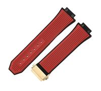 ROUREOX 26 * 17mm Multi-Colour Soft Replacement Watch Band Waterproof Quick Release Silicone Rubber Strap for Hublot Big Bang/Classic Fusion-Red + Gold 17 * 26MM