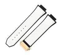 ROUREOX 26 * 17mm Multi-Colour Soft Replacement Watch Band Waterproof Quick Release Silicone Rubber Strap for Hublot Big Bang/Classic Fusion-White + Gold 17 * 26MM