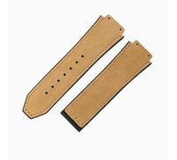 ROUREOX 26 * 19Mm Men's Replacement Silicone Watch Strap, Matte Leather Surface & Silicone Bottom Watch Band for Hublot Big Bang Classic Fusion-Light Brown + No Buckle 26 * 19MM