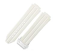 ROUREOX 26 * 19Mm Soft Silicone Watch Strap, Dedicated Interface Replacement Strap Eco-Friendly Silicone Rubber Band for Hublot Big Bang Classic Fusion-White Silver 19 * 26MM