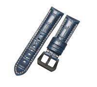 ROUREOX 26mm Genuine Leather Watch Band Quick Release Metal Buckle Leather Replacement Bracelet for PANERAI PAM111 PAM441-Blue Black