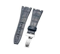 ROUREOX 26mm Sport Silicone Watch Strap Band Quick Release Replacement Wristband for G-Shock GA-2100 AP 15400-Blue+White Line+Silver Buckle 26mm