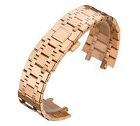 ROUREOX 26MM Stainless Steel Replacement Watch Strap, Adjustable Watchband Removable Watch Accessory for Casio GA-2100/2110-Rose Gold