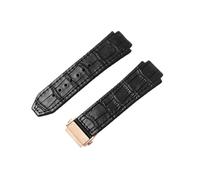 ROUREOX 26mm Watch Strap Leather Silicone Band 19mm Convex Lug Replacement Wristbelt Metal Clasp for HUBLOT Big Bang-A4