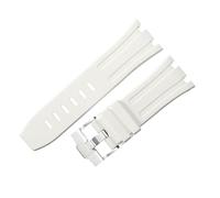 ROUREOX 27/28/30MM Premium Silicone Rubber Watch Strap Durable Waterproof Minimalist Band for Casual & Formal Watches for AP Royal Oak 15703/15710-White 28MM