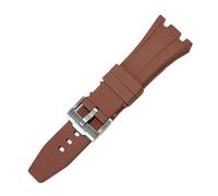 ROUREOX 27/28/30MM Premium Silicone Rubber Watch Strap Durable Waterproof Minimalist Band for Casual & Formal Watches for AP Royal Oak 15703/15710-Brown 30MM