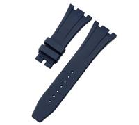 ROUREOX 27MM Men's Silicone Watch Strap Rubber Replacement Band Waterproof Sports Metal Deployment Clasp for AP Royal Oak 15202/15400/15703/15416/15710/15500-Blue + No Buckle 27MM