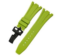 ROUREOX 27MM Men's Silicone Watch Strap Rubber Replacement Band Waterproof Sports Metal Deployment Clasp for AP Royal Oak 15202/15400/15703/15416/15710/15500-Light Green + Black 27MM