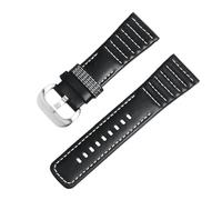 ROUREOX 28mm Genuine Leather Watch Strap Padded Replacement Watch Band with Stainless Steel Buckle for SEVENFRIDAY P1 P2 P3 Q1 S1 M2 M3 T1-Black + White