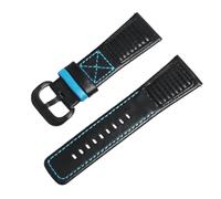 ROUREOX 28mm Racing Rally Style Genuine Leather Watch Strap Padded Replacement Watch Band for SEVENFRIDAY P1 P2 P3 Q1 S1 M2 M3 T1-Black + Blue