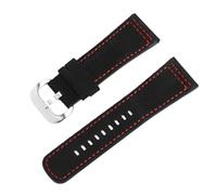 ROUREOX 28mm Watch Strap Genuine Suede Leather Replacement Band with Heavy Duty Pre-V Buckle for SEVENFRIDAY P1 P2 P3 Q1 S1 M2 M3 T1-Black + Red