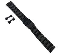 ROUREOX 3-Bead Brushed Steel Replacement Watch Strap, Stainless Steel Watch Bracelet with Curved & Straight Ends for Seiko SKX007-Matte Black 22MM