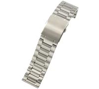ROUREOX 3-Bead Straight End Solid Metal Watch Strap, Rust-Proof Replacement Bracelet Accessory for Panerai/Citizen-Silver 28MM
