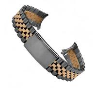 ROUREOX 316L Stainless Steel Curved End Watch Band, Classic Folding Buckle Watch Strap for Seiko 5 Automatic-Silver Rose Gold 21MM
