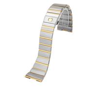 ROUREOX 316L Stainless Steel Replacement Watch Strap，Straight End Metal Deployment Watch Band for Omega Constellation Double Eagle-Silver Gold 25MM