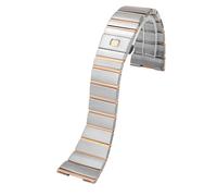 ROUREOX 316L Stainless Steel Replacement Watch Strap，Straight End Metal Deployment Watch Band for Omega Constellation Double Eagle-Silver Rose Gold 17MM