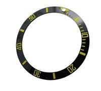 ROUREOX 38mm Ceramic Bezel Insert Scratch-Resistant Replacement Bezel Ring Watch Modding & Repairs for Rolex Submariner Series-Black + Yellow