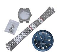 ROUREOX 39.5mm Watch Case Kit with Dial and Hands Stainless Steel Sapphire Crystal Integrated Bracelet Fit NH35 Movement DIY Set for Rolex Datejust/Royal Oak/Tissot PRX-14 39.5MM