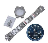 ROUREOX 39.5mm Watch Case Kit with Dial and Hands Stainless Steel Sapphire Crystal Integrated Bracelet Fit NH35 Movement DIY Set for Rolex Datejust/Royal Oak/Tissot PRX-13 39.5MM