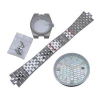 ROUREOX 39.5mm Watch Case Kit with Dial and Hands Stainless Steel Sapphire Crystal Integrated Bracelet Fit NH35 Movement DIY Set for Rolex Datejust/Royal Oak/Tissot PRX-9 39.5MM