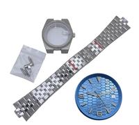 ROUREOX 39.5mm Watch Case Kit with Dial and Hands Stainless Steel Sapphire Crystal Integrated Bracelet Fit NH35 Movement DIY Set for Rolex Datejust/Royal Oak/Tissot PRX-11 39.5MM