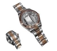 ROUREOX 41mm Two Tone Rose Gold Watch Case Bracelet Set Sapphire Crystal Transparent Back Fit Miyota 8285 8215 Movement for Rolex Datejust-2 41MM