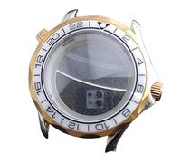 ROUREOX 42mm Two-Tone Watch Case for 31.7mm Dial Sapphire Crystal Fits NH35 NH36 Movement Rose Gold Plated Bezel Mod Parts for Omega Seamaster Diver 300M-19 42MM