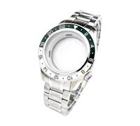 ROUREOX 44mm GMT Watch Case Luminous Ceramic Bezel Sapphire Crystal Stainless Steel Bracelet NH34 NH35 Movement Modding Set for Grand Seiko-A2 Gold 44MM