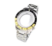 ROUREOX 44mm GMT Watch Case Luminous Ceramic Bezel Sapphire Crystal Stainless Steel Bracelet NH34 NH35 Movement Modding Set for Grand Seiko-B5 Gold 44MM
