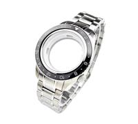 ROUREOX 44mm GMT Watch Case Luminous Ceramic Bezel Sapphire Crystal Stainless Steel Bracelet NH34 NH35 Movement Modding Set for Grand Seiko-B1 Gold 44MM