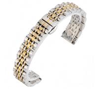 ROUREOX 7-Bead Stainless Steel Watch Chain, Women's Thin Metal Bracelet, Butterfly Clasp Watch Accessory-Silver Gold 18MM for Armani AR1926/1925/1909/1956/11244 Starry
