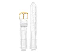 ROUREOX 8mm Genuine Leather Watch Strap Alligator Grain Embossed Replacement Watch Band with Pin Buckle for Ballon Bleu de Cartier-White + Gold 16 * 14mm
