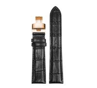 ROUREOX Adjustable Genuine Leather Watch Strap Folding Buckle Soft Leather Watch Band Accessories for Tissot 1853 Le Locle Stylis-T T410 Carson T410-Black + Rose Gold 20mm