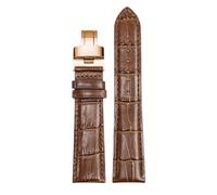 ROUREOX Adjustable Genuine Leather Watch Strap Folding Buckle Soft Leather Watch Band Accessories for Tissot 1853 Le Locle Stylis-T T410 Carson T410-Brown + Rose Gold 19mm