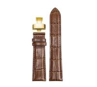 ROUREOX Adjustable Genuine Leather Watch Strap Folding Buckle Soft Leather Watch Band Accessories for Tissot 1853 Le Locle Stylis-T T410 Carson T410-Brown + Silver Gold 19mm