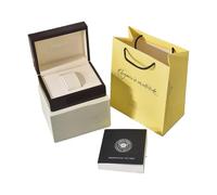 ROUREOX Aesthetic Watch Storage Box Deep Blue Lacquer Wood Cream Contrast Interior Stylish Display Case for Longines PrimaLuna