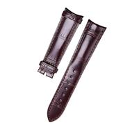 ROUREOX Alligator Grain Leather Watch Straps Handmade Replacement Genuine Leather Watch Straps for Jaeger-LeCoultre Master Ultra Thin Moon-Red-Brown B 21 * 18mm