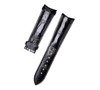 ROUREOX Alligator Grain Leather Watch Straps Handmade Replacement Genuine Leather Watch Straps for Jaeger-LeCoultre Master Ultra Thin Moon-Black B 22 * 18mm