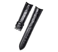 ROUREOX Alligator Grain Leather Watch Straps Handmade Replacement Genuine Leather Watch Straps for Jaeger-LeCoultre Master Ultra Thin Moon-Black A 22 * 18mm