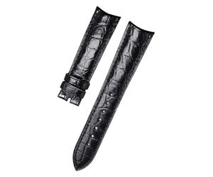 ROUREOX Alligator Grain Leather Watch Straps Handmade Replacement Genuine Leather Watch Straps for Jaeger-LeCoultre Master Ultra Thin Small Seconds-Black A 22 * 18mm