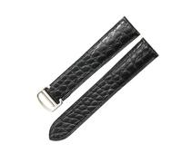 ROUREOX Alligator Pattern Leather Watch Strap with Folding Clasp 22mm Premium Genuine Leather Replacement Watch Band for Cartier Tank Solo-Black + Silver