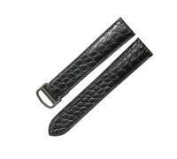 ROUREOX Alligator Pattern Leather Watch Strap with Folding Clasp 22mm Premium Genuine Leather Replacement Watch Band for Cartier Tank Solo-Black + Black