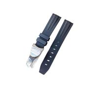 ROUREOX Arc Mouth Silicone Watch Strap Replacement Buckle for Tudor Black Bay/Style/Prince Collection-Black Line 21mm