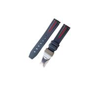 ROUREOX Arc Mouth Silicone Watch Strap Replacement Buckle for Tudor Black Bay/Style/Prince Collection-Red Line 21mm