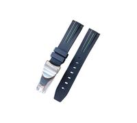 ROUREOX Arc Mouth Silicone Watch Strap Replacement Buckle for Tudor Black Bay/Style/Prince Collection-Green Line 20mm
