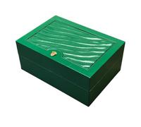 ROUREOX Bedroom Watch Case Green Storage Box Single Slot Leather Wood Finish Soft Interior Protective for Rolex Cosmograph Daytona